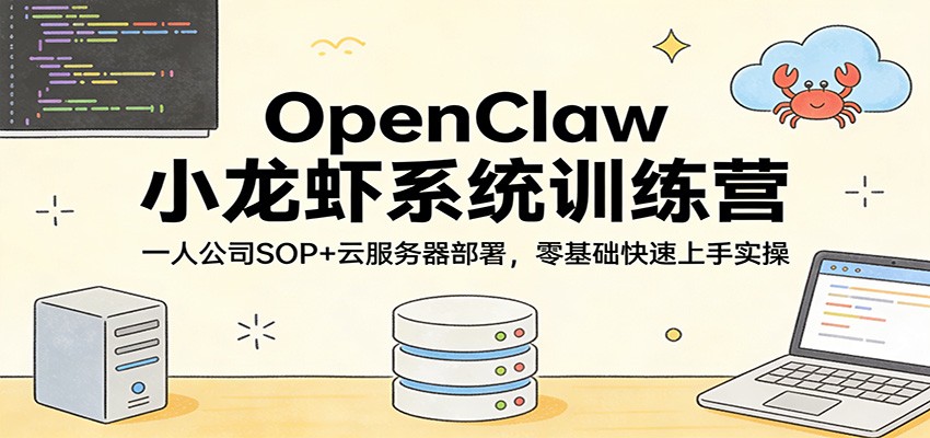 OpenClaw小龙虾系统训练营：一人公司SOP，云服务器部署，零基础快速上手实操-源创文化-逐光轻创终点站