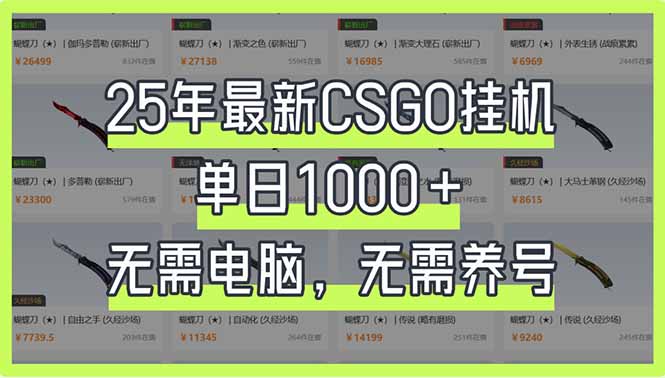 （14178期）25年最新CSGO挂机系统，单日1000+，无需电脑，无需养号，0基础可上手-源创文化-轻创终点站