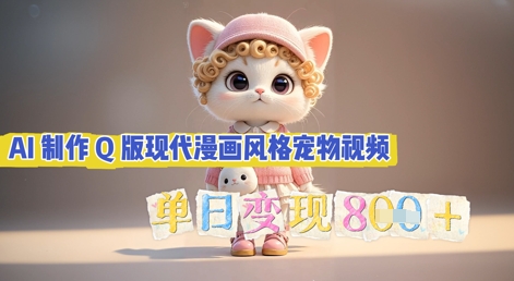 AI制作Q版现代漫画风格宠物视频，单日变现几张-源创文化-逐光轻创终点站