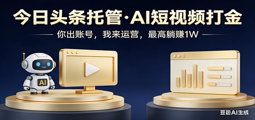 头条号AI托管，我提供作品，你提供账号，每天5分钟发布，小白躺赚3000+-源创文化-逐光轻创终点站