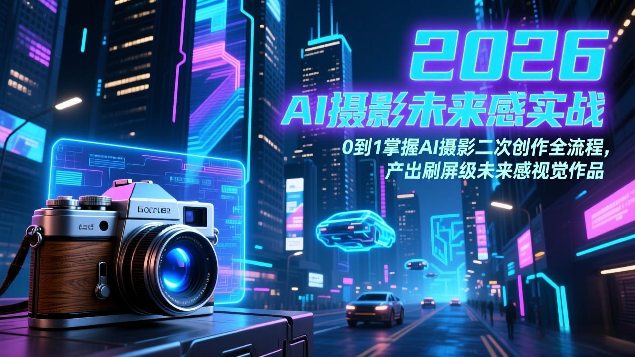 2026 AI摄影未来感实战：0到1掌握AI摄影二次创作全流程，产出刷屏级未来感视觉作品-源创文化-逐光轻创终点站