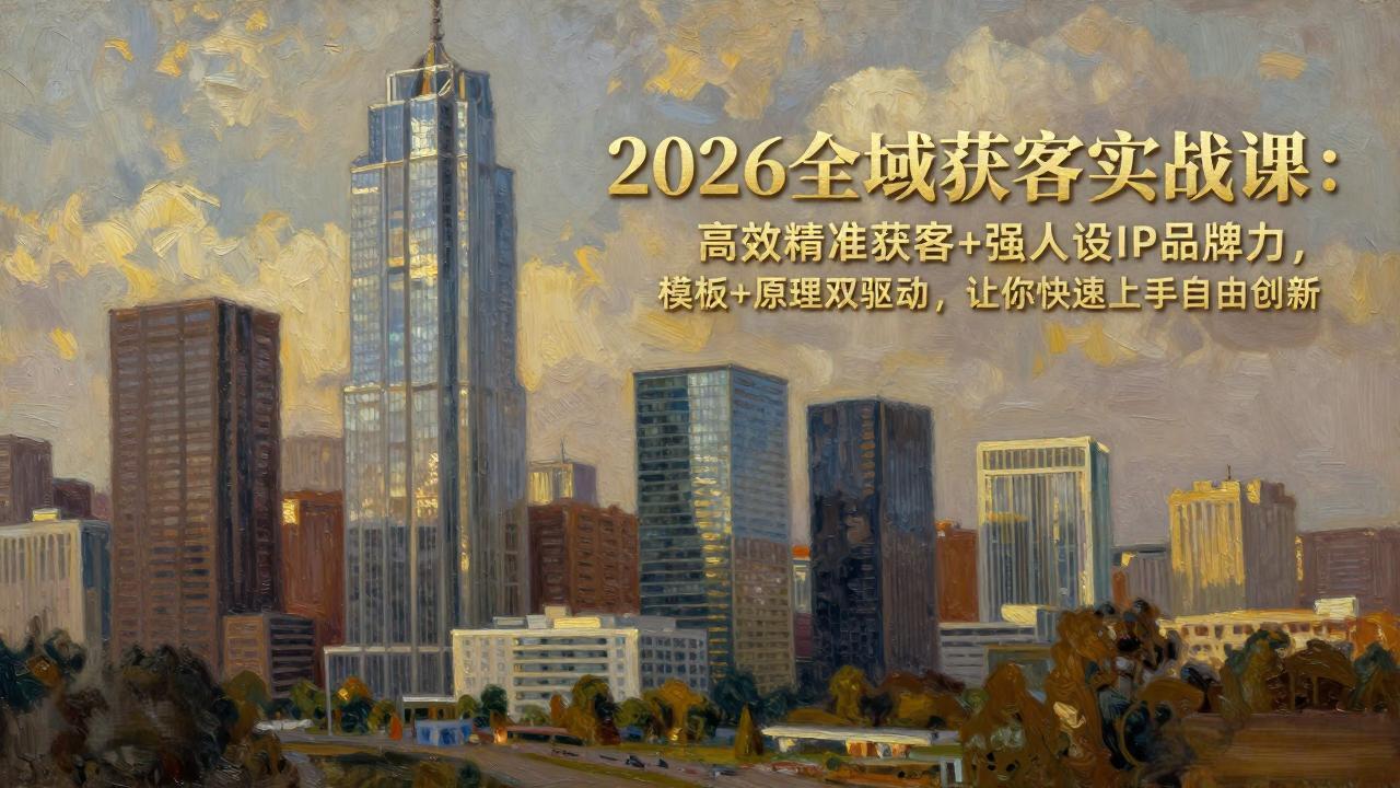 2026全域获客实战课：高效精准获客+强人设IP品牌力，模板+原理双驱动，让你快速上手自由创新-源创文化-逐光轻创终点站