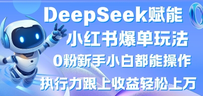 DeepSeek赋能小红书爆单玩法0粉新手小白都能操作，执行力跟上收益轻松上W，懒人勿做-源创文化-逐光轻创终点站