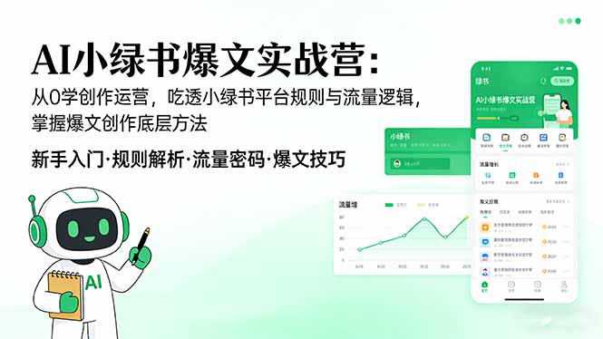 AI 小绿书爆文实战营：从0学创作运营，吃透小绿书平台规则与流量逻辑，掌握爆文创作底层方法-源创文化-逐光轻创终点站