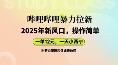 哔哩哔哩暴力拉新：2025年新风口，一单12元，一天数张(附开白渠道和保姆级教程)-源创文化-逐光轻创终点站