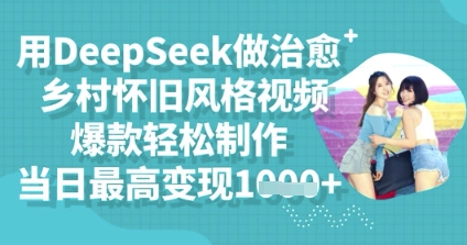 用DeepSeek做治愈乡村怀旧风格视频，爆款轻松制作，当日最高变现多张-源创文化-逐光轻创终点站